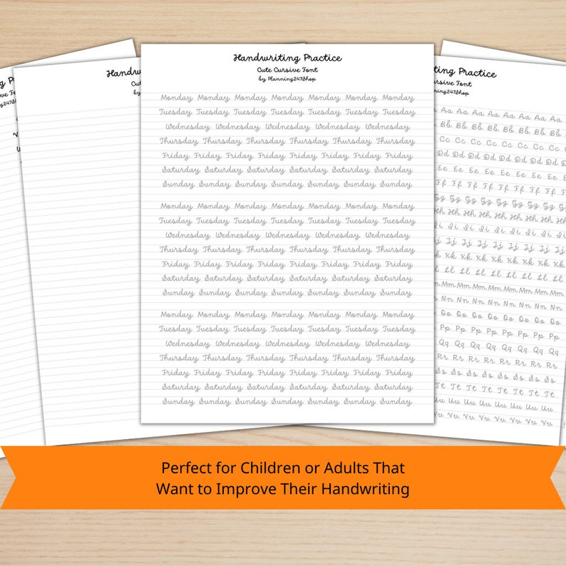 Cute Cursive Font Handwriting Practice Bundle | Handwriting Worksheet ...