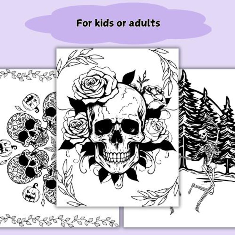 Teeh With Roses Skull Coloring Pages | Fall Adult Coloring Pages | Halloween Coloring ...