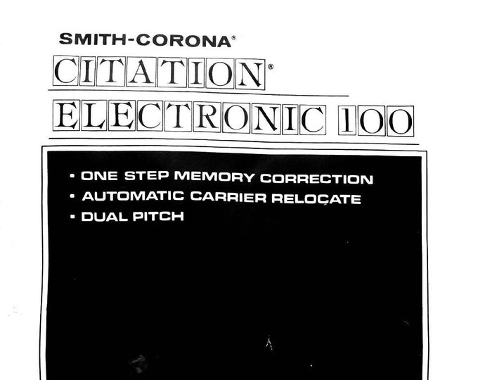 Smith Corona itation Electronic 100  Typewriter Instruction Manual - User Manual - Complete User Guide