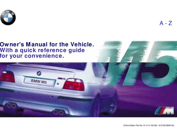 BMW M5 E39  1998-2003 Owners Manual - English