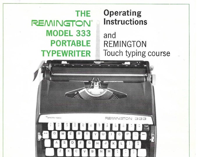 Remington 333 Typewriter Instruction Manual - User Manual - Complete User Guide