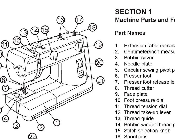 Elna 2100 - 2300 Sewing Machine Instruction Manual - User Manual - Complete User Guide