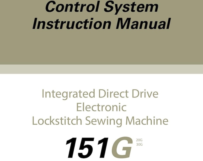 Singer 151G Control System Instruction Manual - User Manual - English