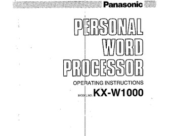Panasonic KX-W1000 Typewriter Instruction Manual (Digital PDF Download)