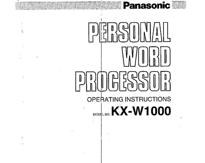 Panasonic KX-W1000 Typwriter Instruction Manual - User Manual - Complete User Guide