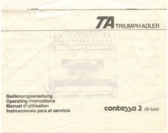 Triumph Adler Contessa 2 DeLuxe Typewriter User Manual (Digital PDF Download)