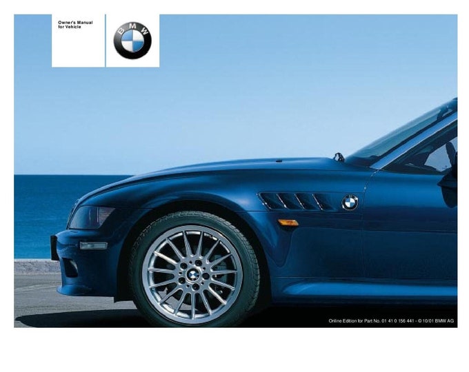 BMW Z3 E36-7 Roadster - E36-8 Coupe 1996-2002 Owners Manual - English