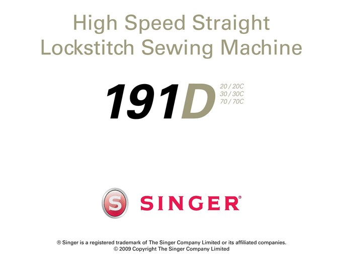 Singer 191D Sewing Machine Instruction Manual and Parts List - User Manual - Complete User Guide - English
