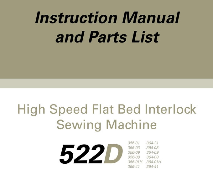 Singer 522D Sewing Machine Instruction Manual and Parts Manual - User Manual - Complete User Guide - English