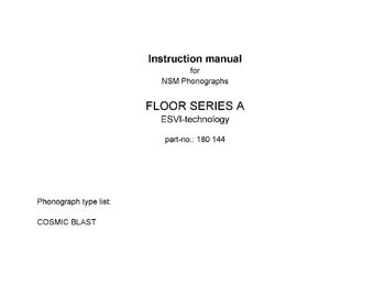 NSM Cosmic Blast Phonograph Instruction Manual - Floor Series A
