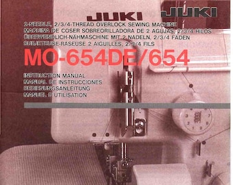 Juki MO654-MO654DE Sewing Machine Instruction Manual - User Manual - Complete User Guide