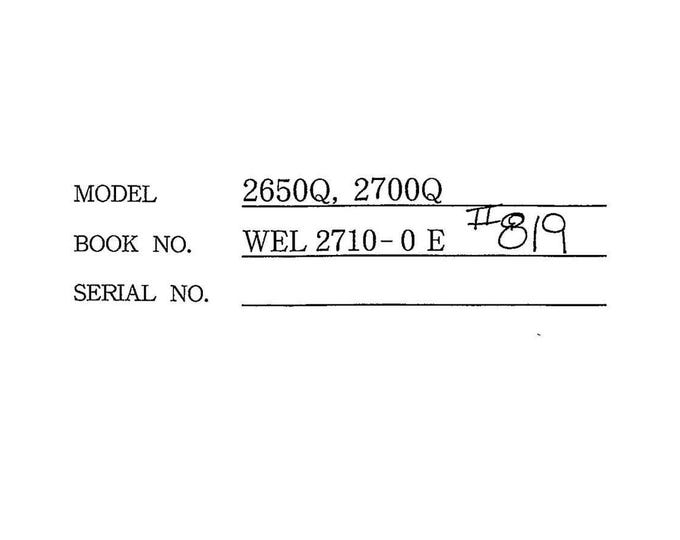 Linkbelt - Excavator 2650 - 2700Q Q1 - Q2 -  Quantum  - Shop Manual - Workshop Manual - Service Manual - English
