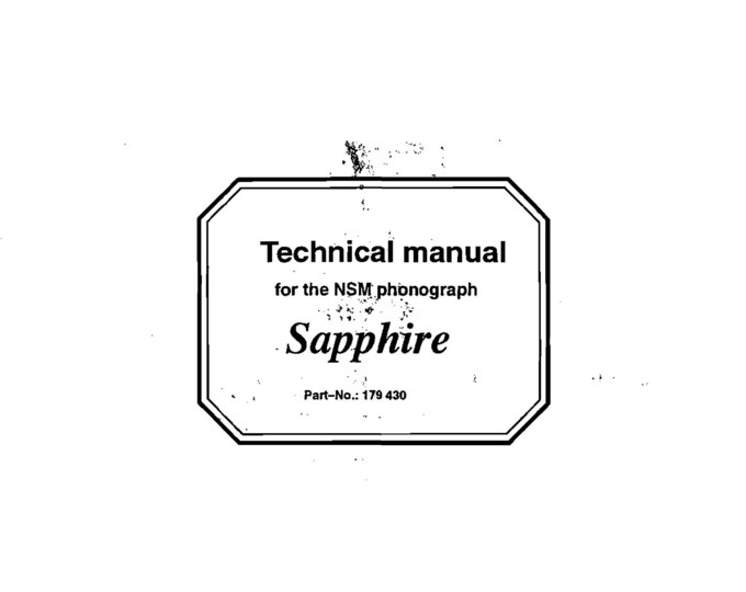 NSM - Sapphire - Technical Manual - Service Manual - User Manual - English