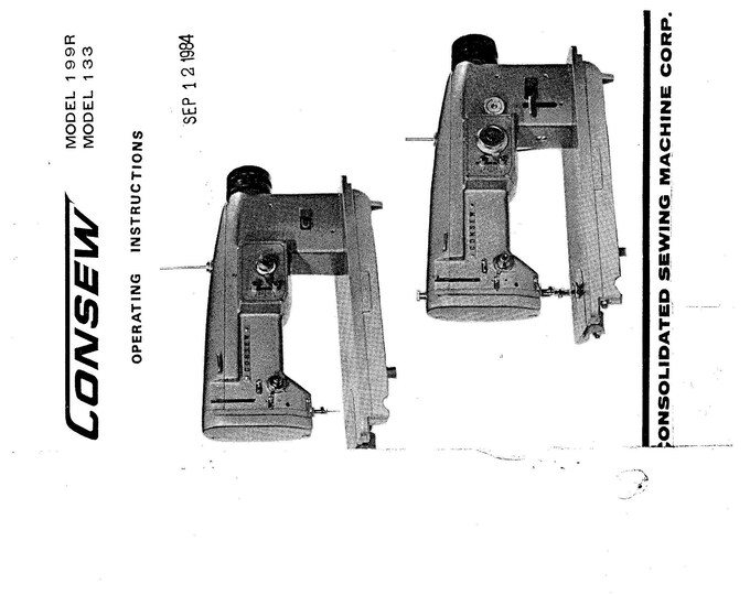 CONSEW 199R-133 Sewing Machine Instruction Manual - User Manual - Complete User Guide - English