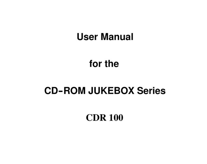NSM - CDR 100 - Jukebox - User Manual - Instruction Manual - User Guide - English