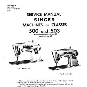 Singer 500 - 503 Sewing Machine Service Manual - Repair Manual - English