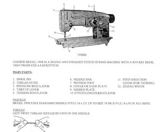 CONSEW 199RB Sewing Machine Instruction Manual - English