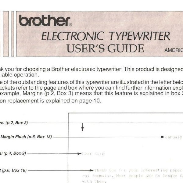 Brother Electronic Typewriter Instruction Manual - User Manual - Complete User Guide