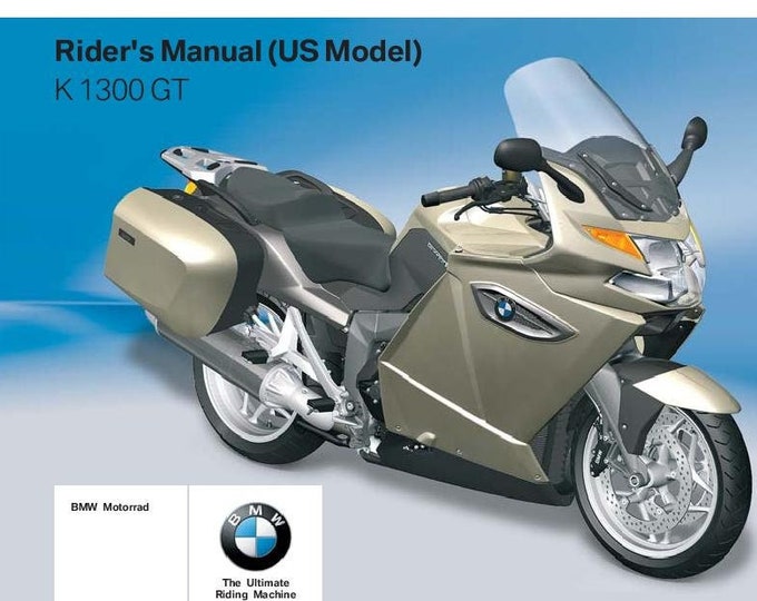 BMW K 1300 GT Usa Model 2010 Riders Manual - Owners Manual - English