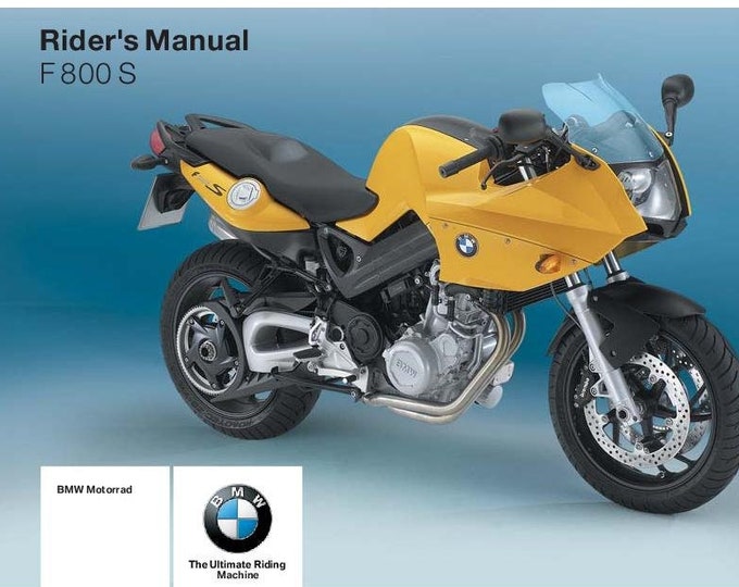 BMW F 800 S Usa Model 2007 Riders Manual - Owners Manual - English