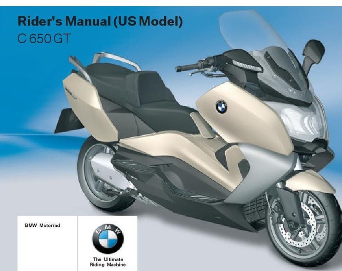 BMW C 650 GT Usa Model 2012 Riders Manual - Owners Manual - English