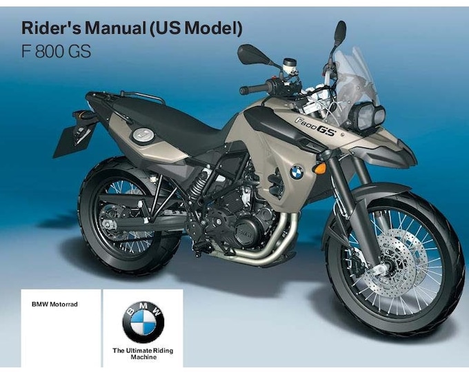 BMW F 800 GS Usa Model 2008 Riders Manual - Owners Manual - English