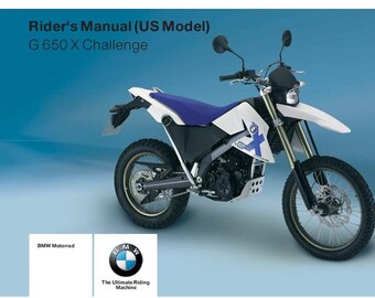 BMW G 650 Xchallenge Usa Model 2006 Riders Manual - Owners Manual - English