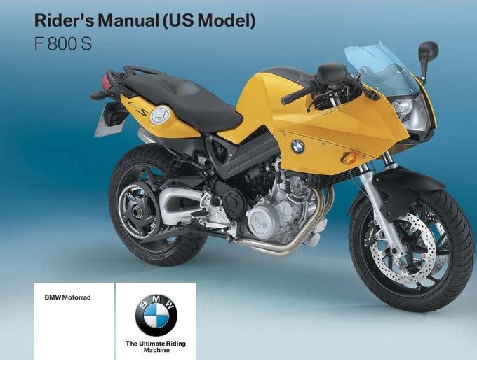 BMW F 800 S Usa Model 2009 Riders Manual - Owners Manual - English