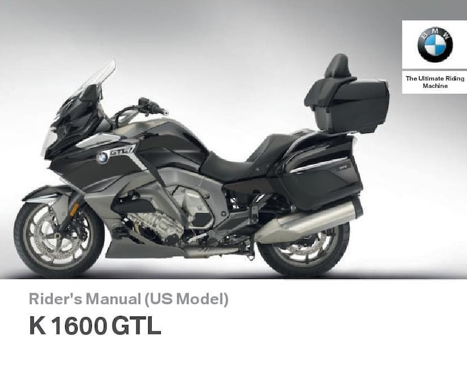 BMW K 1600 GTL Usa Model 2016 Riders Manual - Owners Manual - English