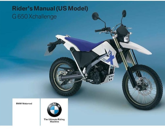 BMW G 650 Xchallenge Usa Model 2007 Riders Manual - Owners Manual - English