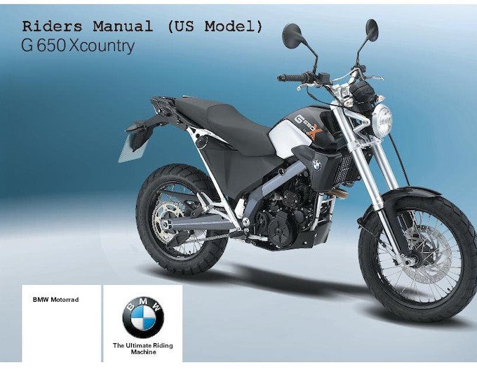 BMW G 650 Xcountry Usa Model 2007 Riders Manual - Owners Manual - English