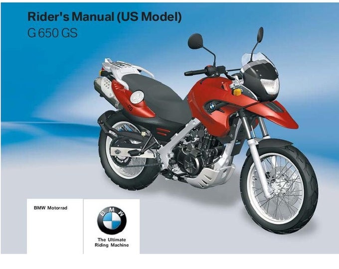BMW G 650 GS Usa Model 2008 Riders Manual - Owners Manual - English