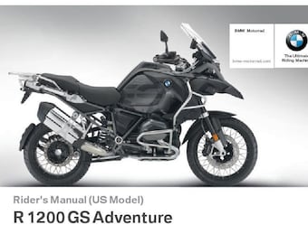 BMW R 1200 GS Adventure Usa Model 2016 Riders Manual - Owners Manual - English