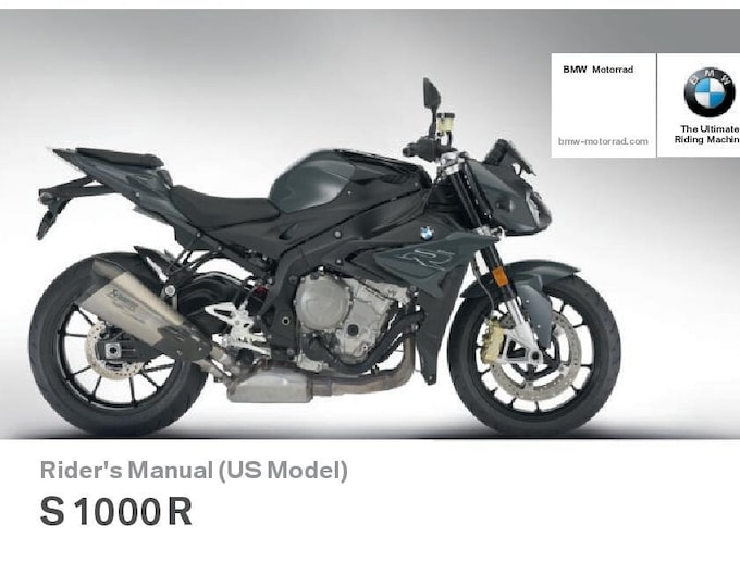 BMW S 1000 R Usa Model 2016 Riders Manual - Owners Manual - English
