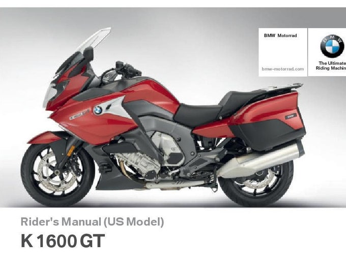 BMW K 1600 GT Usa Model 2016 Riders Manual - Owners Manual - English