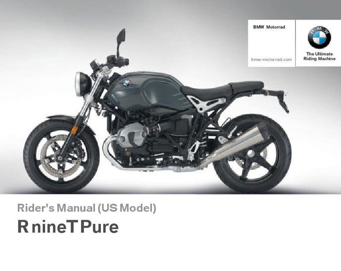 BMW R Ninet Pure Usa Model 2016 Riders Manual - Owners Manual - English