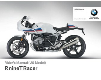 BMW R Ninet Racer Usa Model 2016 Riders Manual - Owners Manual - English