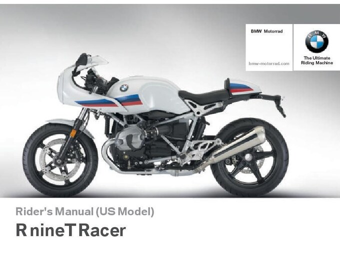 BMW R Ninet Racer Usa Model 2016 Riders Manual - Owners Manual - English