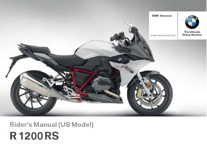BMW R 1200 RS Usa Model 2016 Riders Manual - Owners Manual - English