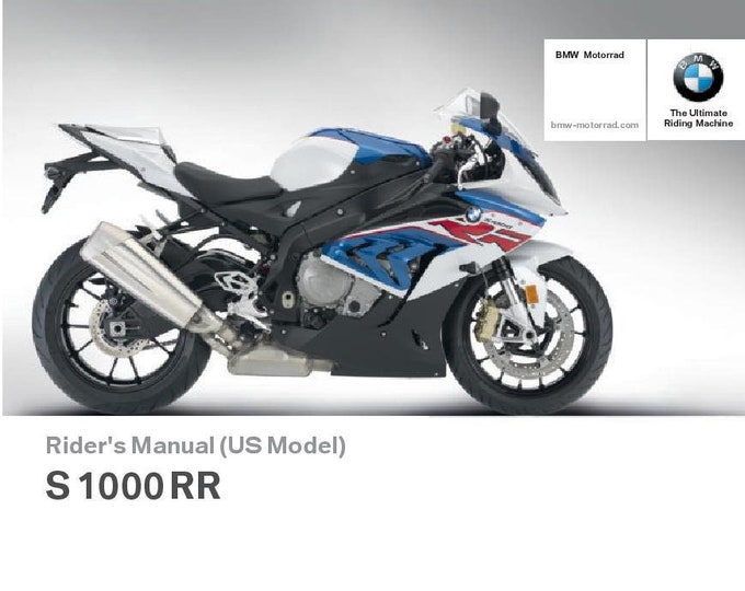 BMW S 1000 RR Usa Model 2017 Riders Manual - Owners Manual - English