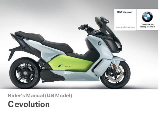 BMW C Evolution Usa Model 2016 Riders Manual - Owners Manual - English