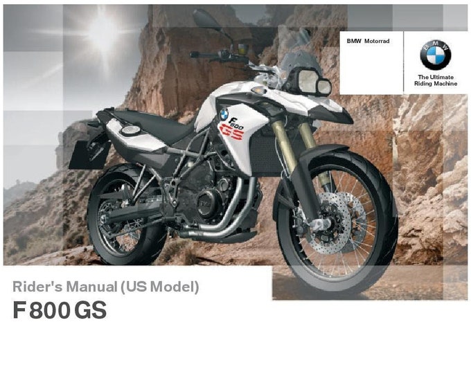 BMW F 800 GS Usa Model 2012 Riders Manual - Owners Manual - English