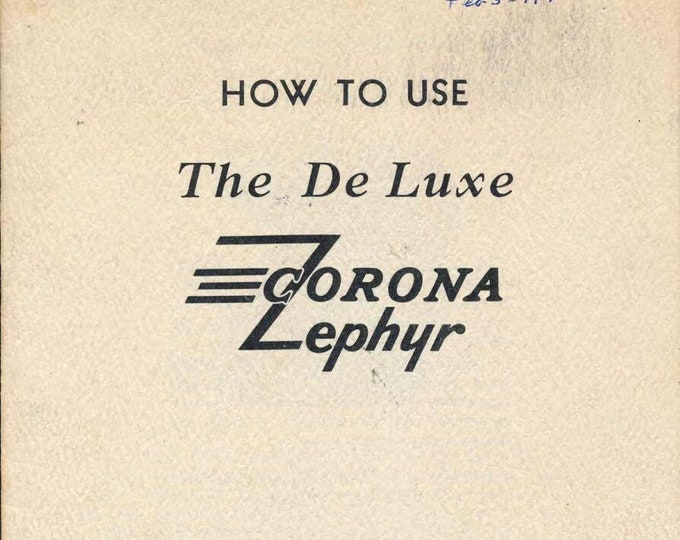 Corona zephyr DE LUXE  Typewriter Instruction Manual - User Manual - Complete User Guide