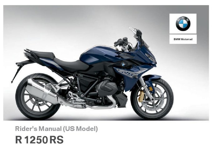 BMW R 1250 RS Usa Model 2019 Riders Manual - Owners Manual - English