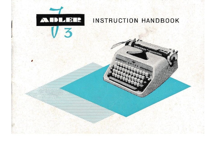 Adler J3 Typewriter Instruction Manual - User Manual - Complete User Guide