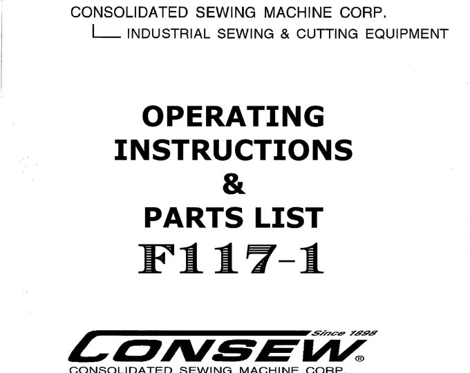 CONSEW F117-1 Sewing Machine Instruction Manual - User Manual - Complete User Guide - English
