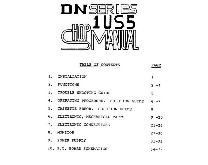 DECO CASSETTE - DN Series 1 Us 5 - Service Manual - Parts Manual - Owner manual -  Pdf Download
