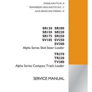 May include: A white service manual with orange accents, detailing skid steer and compact track loaders. The manual includes model numbers and is labeled "Case Construction."