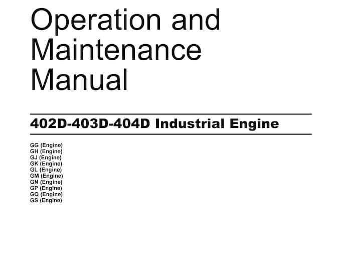Industrial Engine 402D-403D-404D - Workshop Manual - Service Manual - Parts Manual - Owners Manual