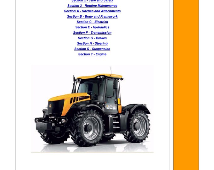 JCB Fastrac 3200 - 3230 Tier 4  - Workshop Manual - Service Manual- Owners manual  (pdf Download)